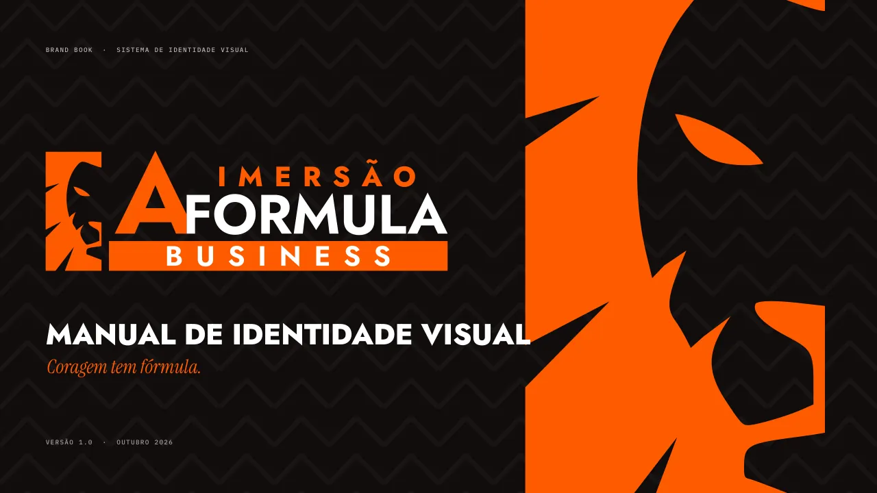Capa do manual de identidade da Imersão A Fórmula Business