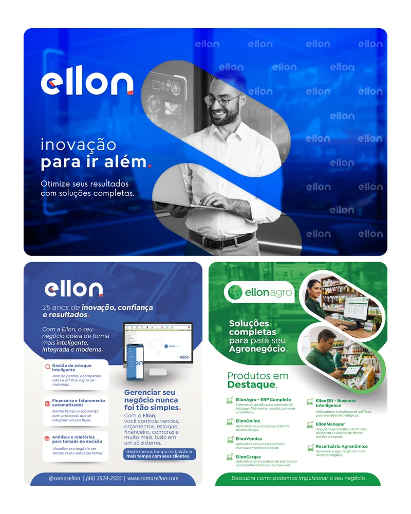 Lona de stand e flyers da Ellon